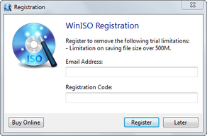 WinISO 6 - License Window - Windows 7